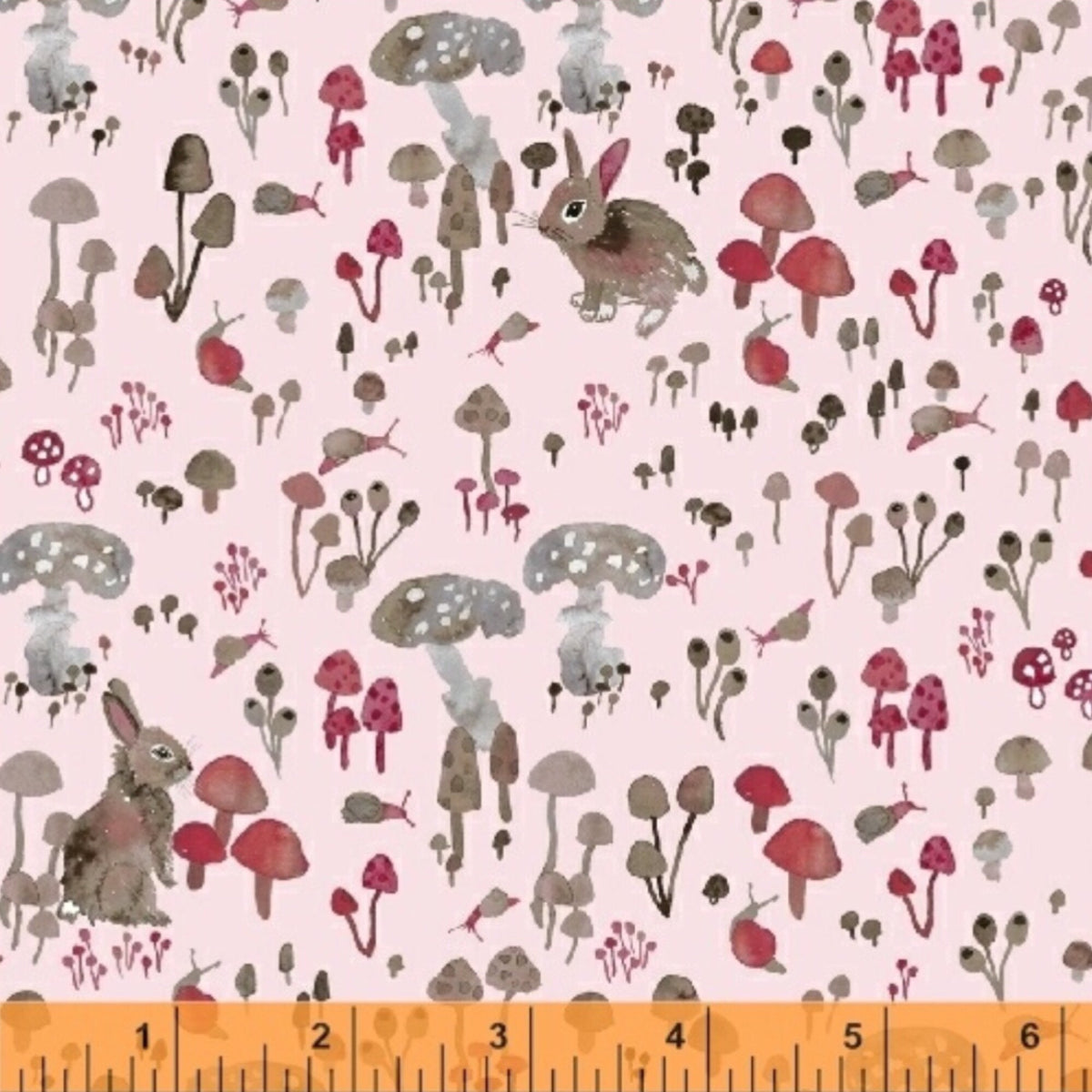 Bunny Rabbits in Grey and Pink, Easter, Juvenile Flannel Fabric, 44 Wide, 100% Cotton