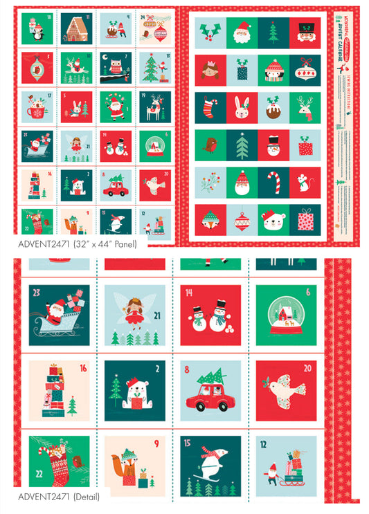 Christmas Advent Calendar Panel - Wonderful Christmas Time - Dashwood Studio Cotton Fabric ✂️