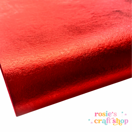 Red Leathered Effect Metallic Felt ✂️