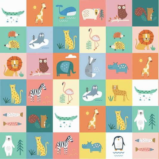 Animal Blocks - Habitat - Dashwood Studio Cotton Fabric ✂️ £9 pm *SALE*