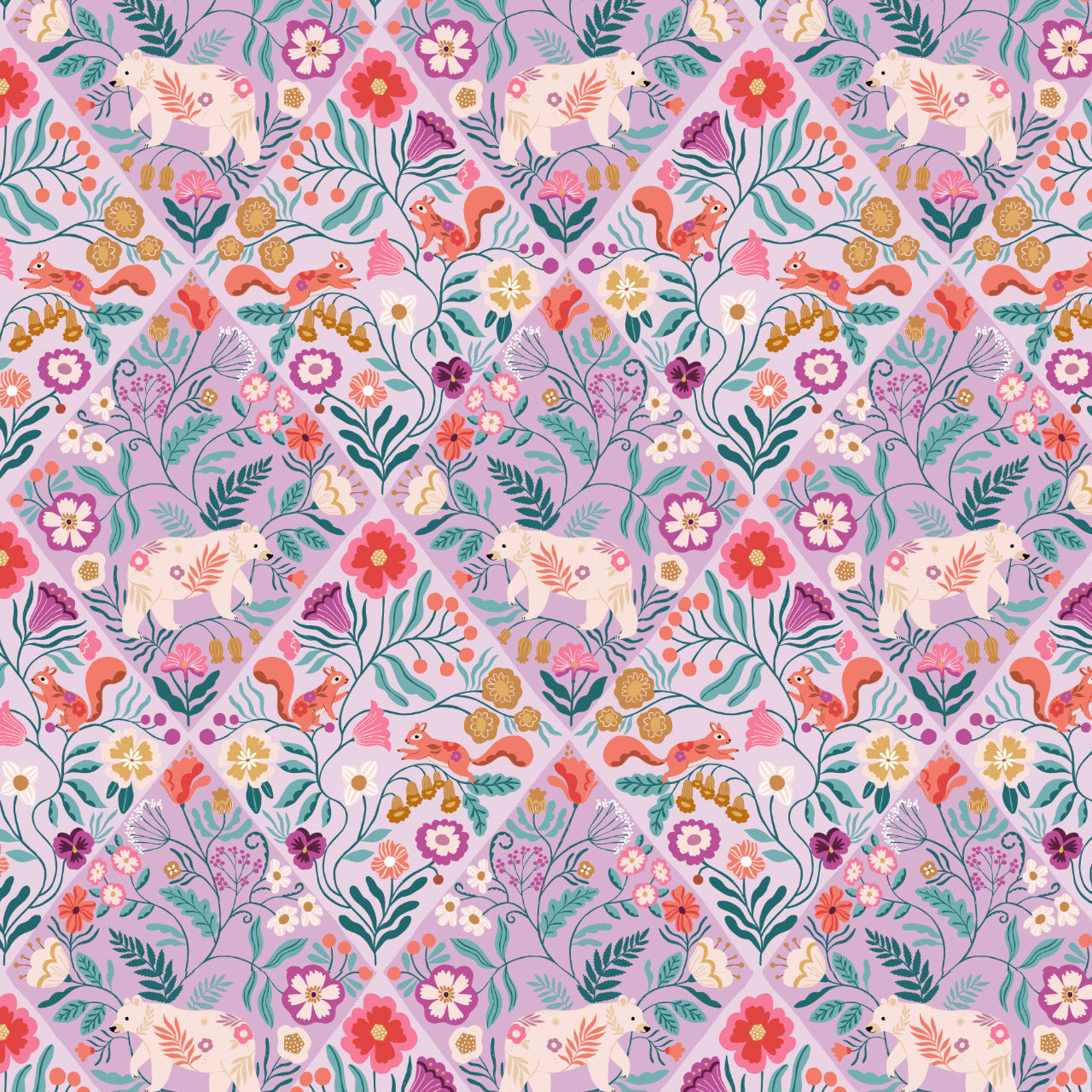 Lilac Diamonds - Wild Folk - Dashwood Studio Cotton Fabric ✂️ £14 pm