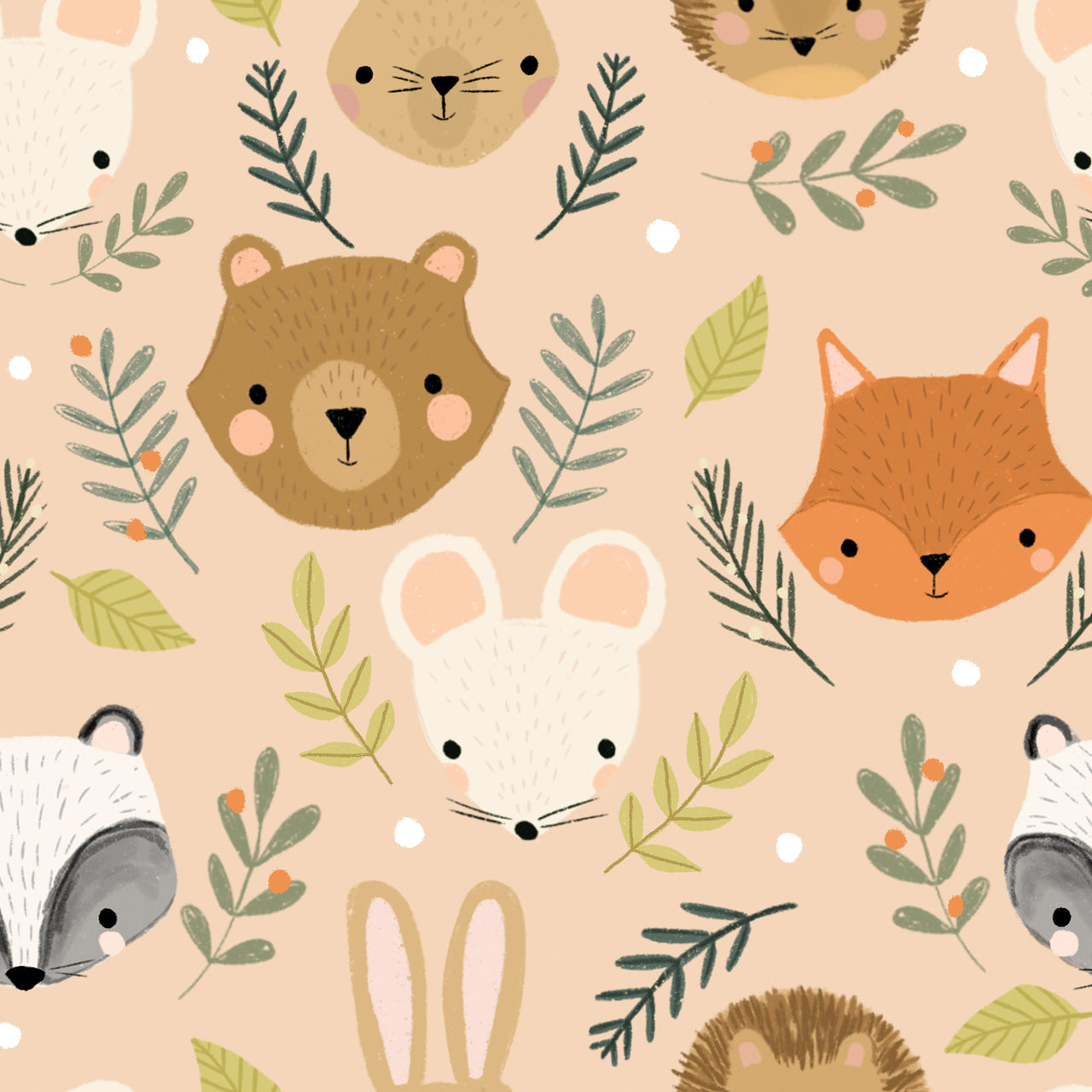 Woodland Animal Faces - Cedar Camp - Dashwood Studio Cotton Fabric ✂️ £13 pm