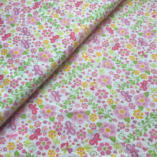 Flowers and Fairies White - Fairy Garden - Riley Blake Cotton Fabric ✂️ £8 pm *SALE*