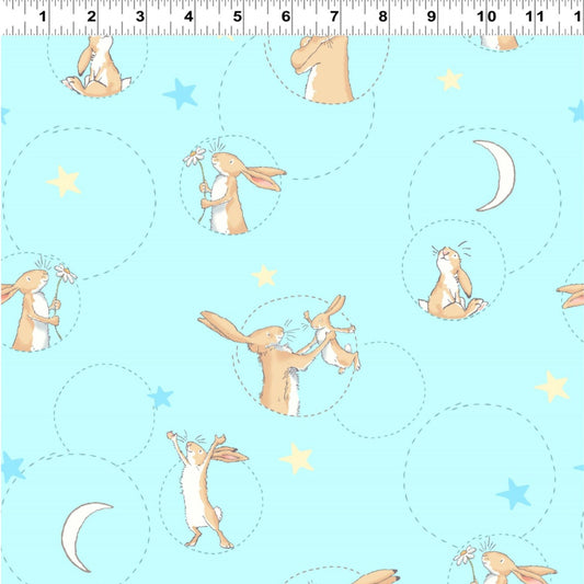 Blue Bunny Circles - Guess How Much I Love You - Clothworks Licensed Cotton Fabric ✂️ £9 pm *SALE*