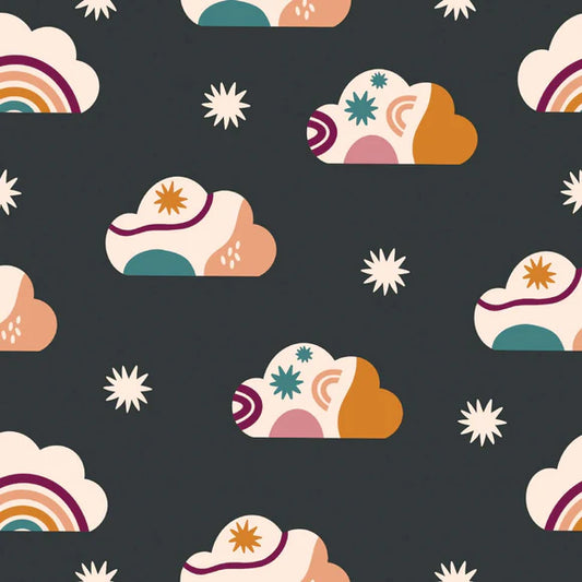 Clouds on Black - No Rain, No Flowers - Dashwood Studio Cotton Fabric ✂️ £9 pm *SALE*