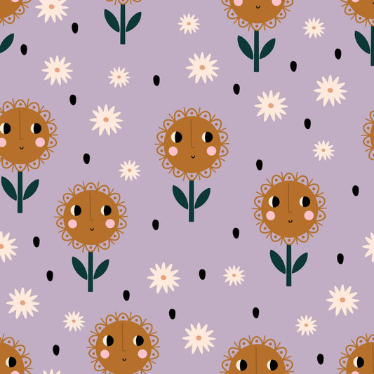 Lilac Sunflowers - No Rain, No Flowers - Dashwood Studio Cotton Fabric ✂️ £9 pm *SALE*