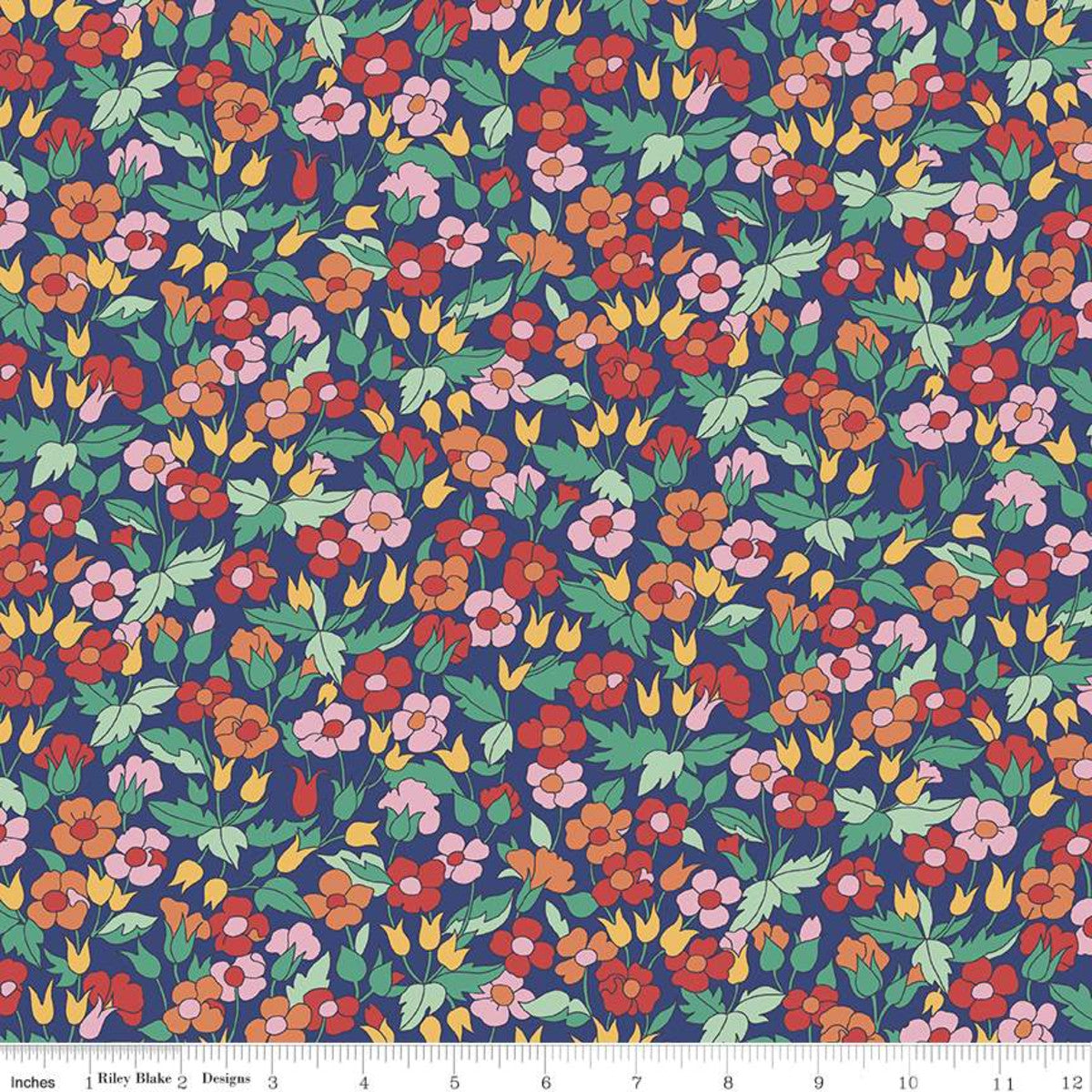 Piccadilly Poppy Navy - Liberty Carnaby Collection Cotton Fabric ✂️ £10 pm *SALE*