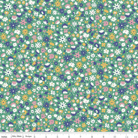 Bloomsbury Blossom Mini Flowers Green - Liberty Carnaby Collection Cotton Fabric ✂️ £10 pm *SALE*