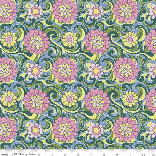 Carnation Carnival Pink & Green Flowers - Liberty Carnaby Collection Cotton Fabric ✂️ £10 pm *SALE*