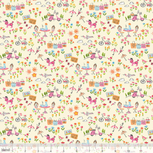 Dogs & Flowers Where To Next Yellow - Going In Style - Blend Cotton Fabric ✂️ £8 pm *SALE