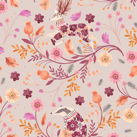 Deer Warm Grey - Maple Woods - Dashwood Studio Cotton Fabric ✂️ £13 pm