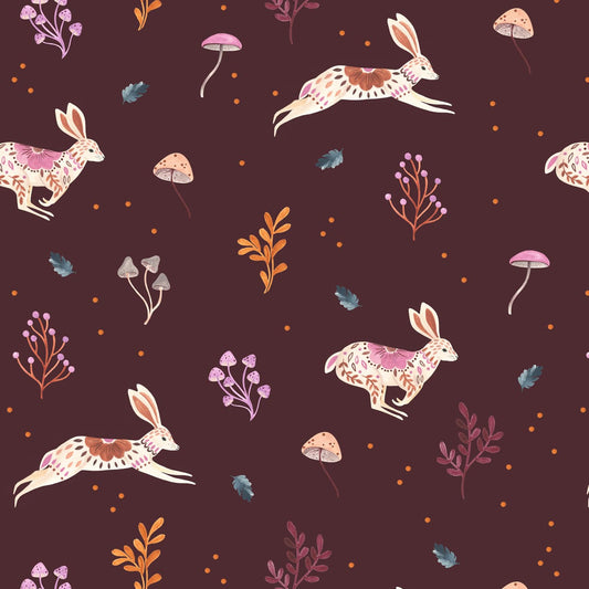 Rabbits Plum - Maple Woods - Dashwood Studio Cotton Fabric ✂️ £9 pm *SALE*