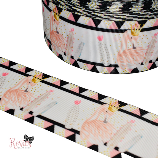 2" Princess Swans Printed Grosgrain Ribbon 50mm