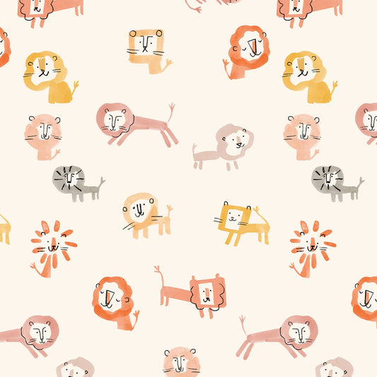 Lions on Cream - Roar-Some - Dashwood Studio Cotton Fabric ✂️ £13 pm