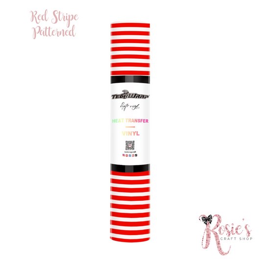 Red & White Striped Patterned Teckwrap HTV Heat Transfer Vinyl ✂️