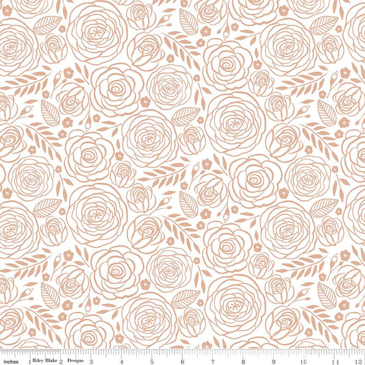 REMNANT 102 x 110cm  White Rose Gold Sparkle - Glam Girls by Riley Blake Cotton Fabric ✂️