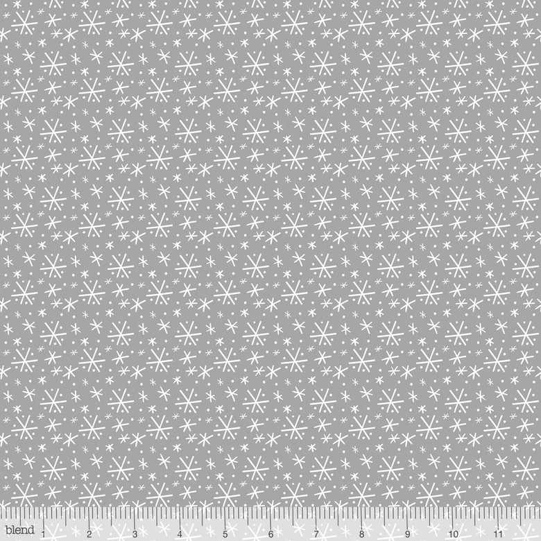 Snowflake Blizzard Grey - Snowlandia by Blend - 100% Cotton Fabric - Rosie's Craft Shop Ltd