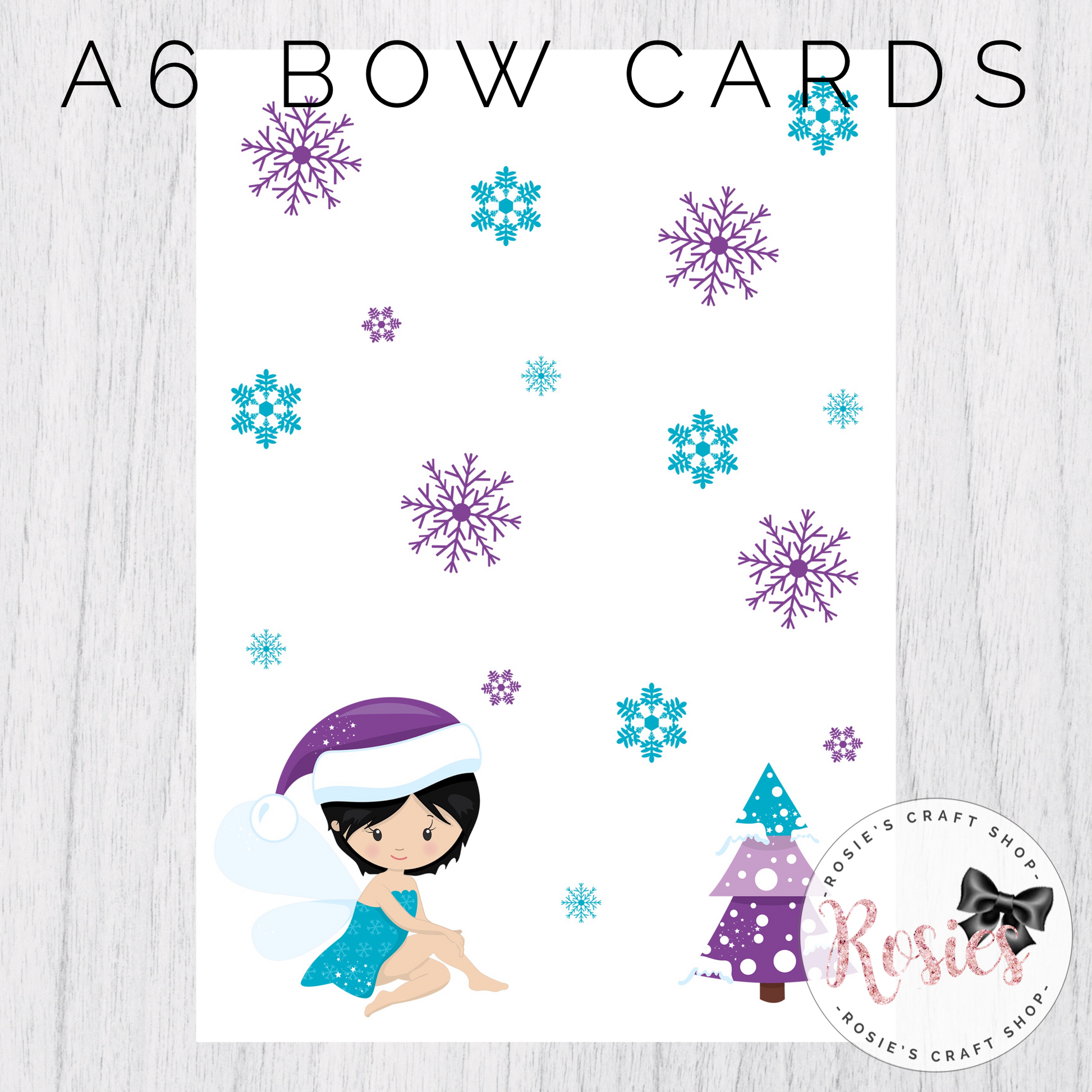 A6 Winter Fairy Tree Printed Bow Display Cards - Rosie's Craft Shop Ltd