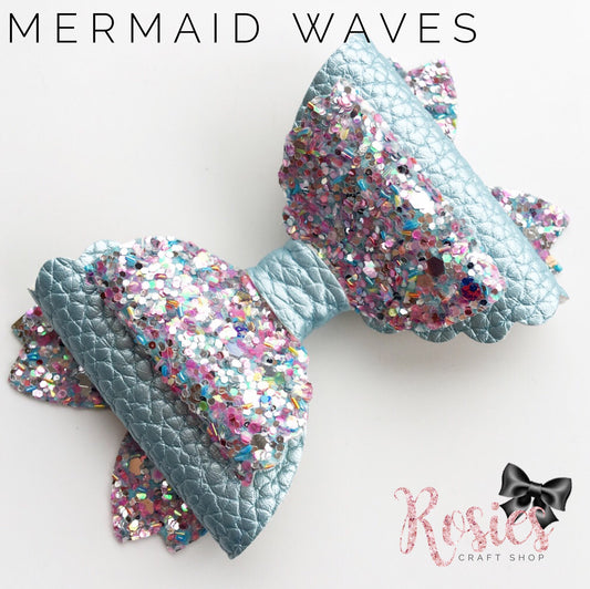 3.5" Mermaid Waves Double Bow Die Compatible with Sizzix Big Shot - Rosie's Craft Shop Ltd