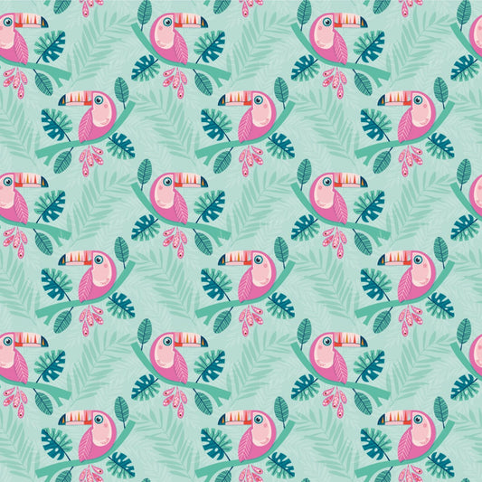 Toucans on Green - Dandelion Jungle - Dashwood Studio Cotton Fabric ✂️ £13 pm