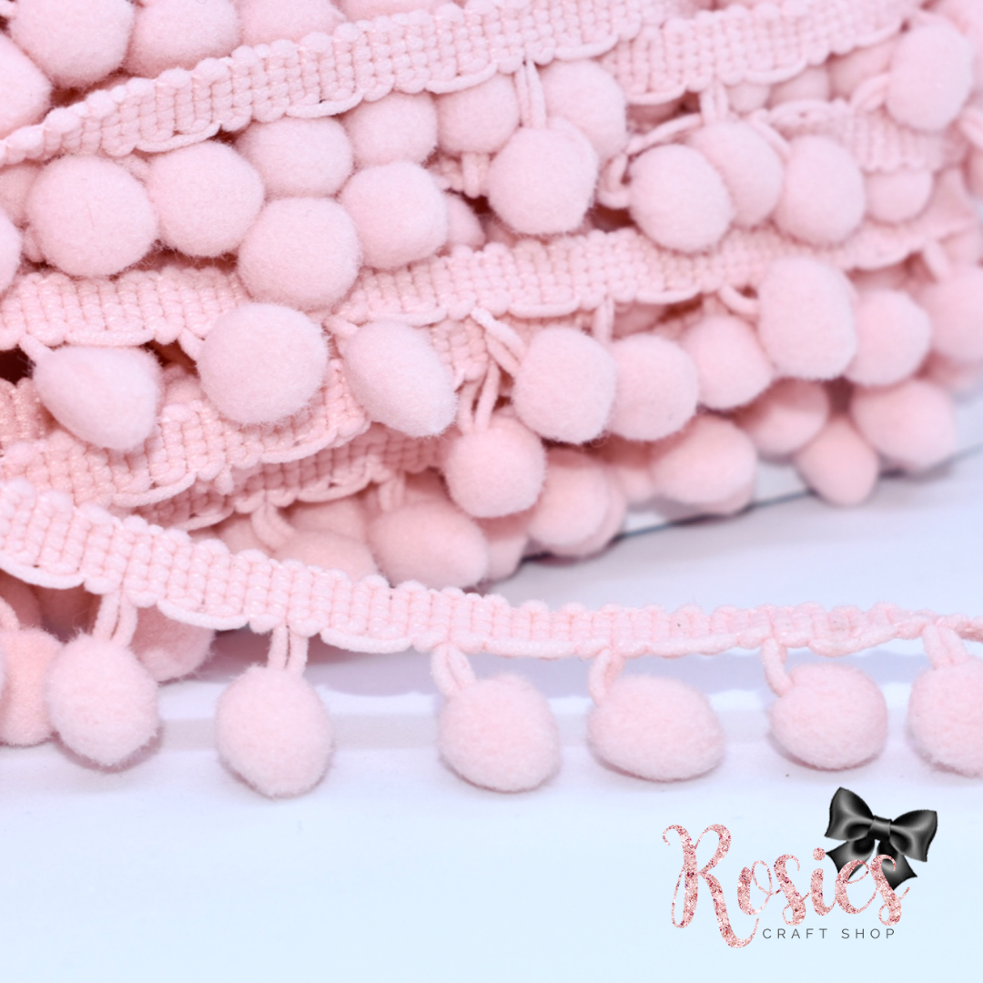 20mm Pale Pink Pom Pom Trim ✂️