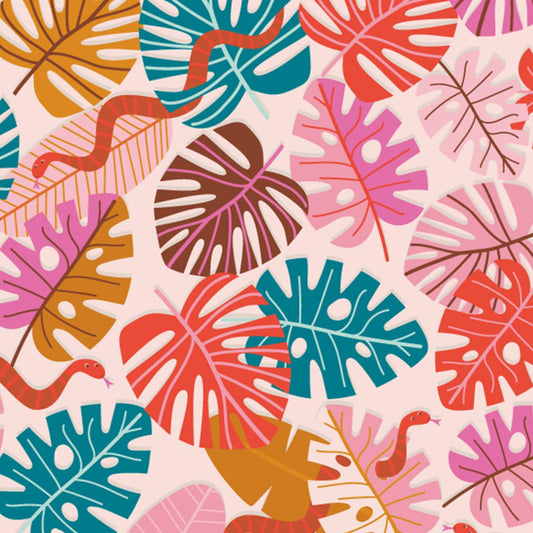 Tropical Leaves - Dandelion Jungle - Dashwood Studio Cotton Fabric ✂️ £9 pm *SALE*