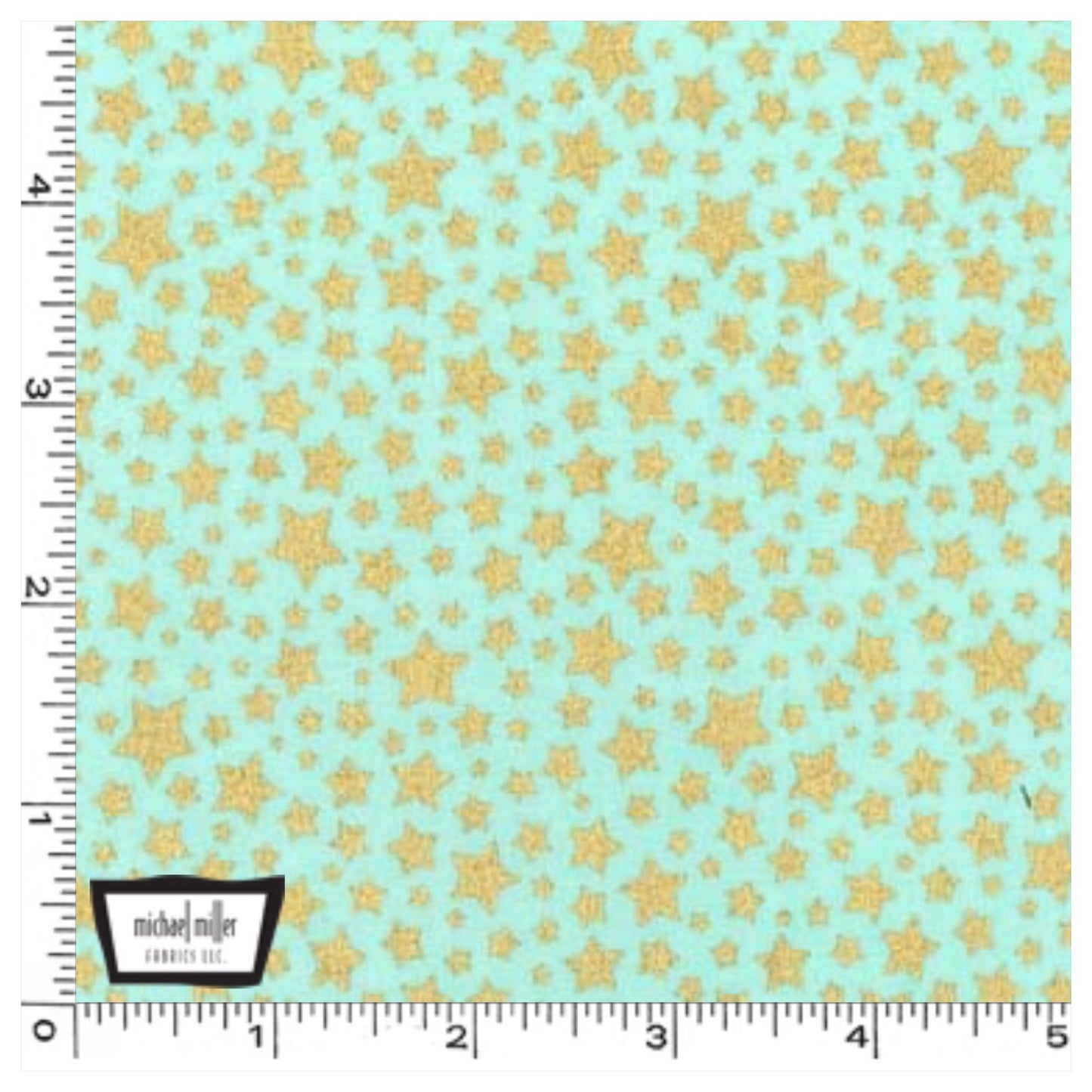 Seafoam Gold Metallic Stars - Starbright by Michael Miller 100% Cotton Fabric or Fabric Felt - Rosie's Craft Shop Ltd