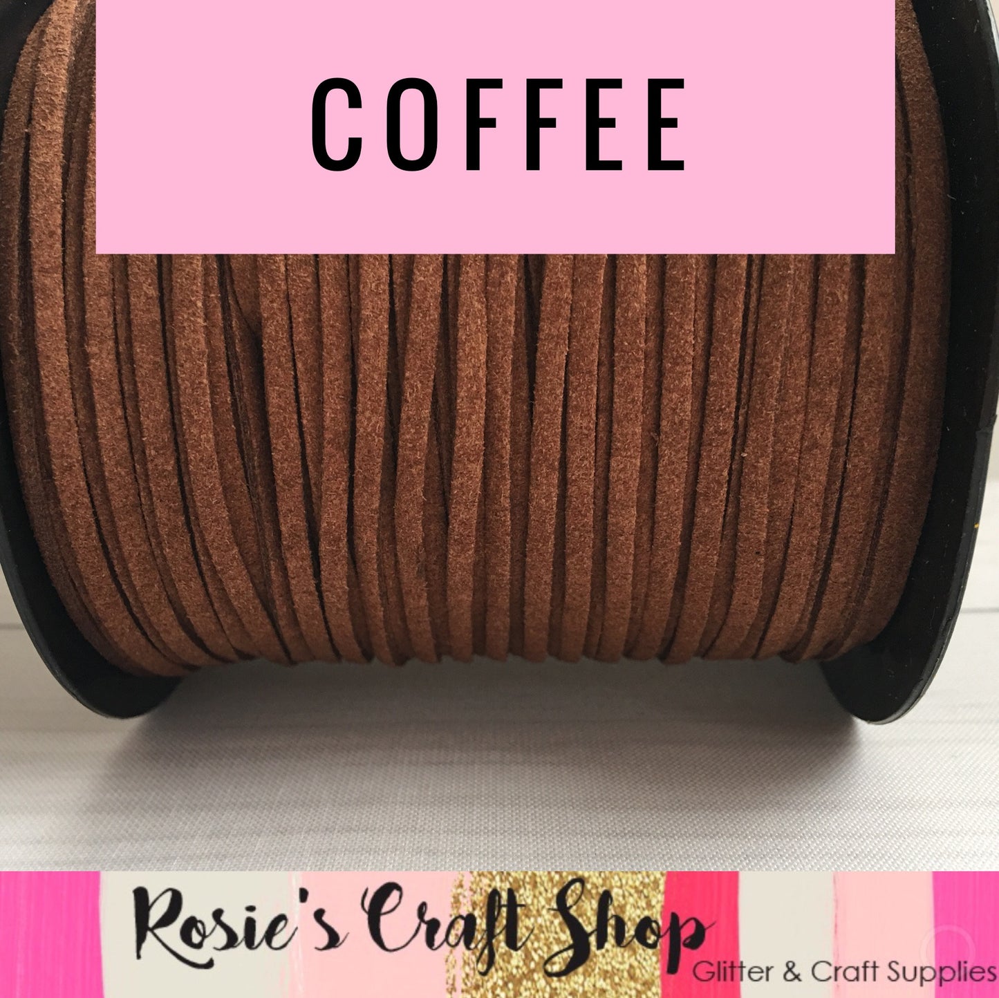 Coffee Faux Suede Cord - Rosie's Craft Shop Ltd