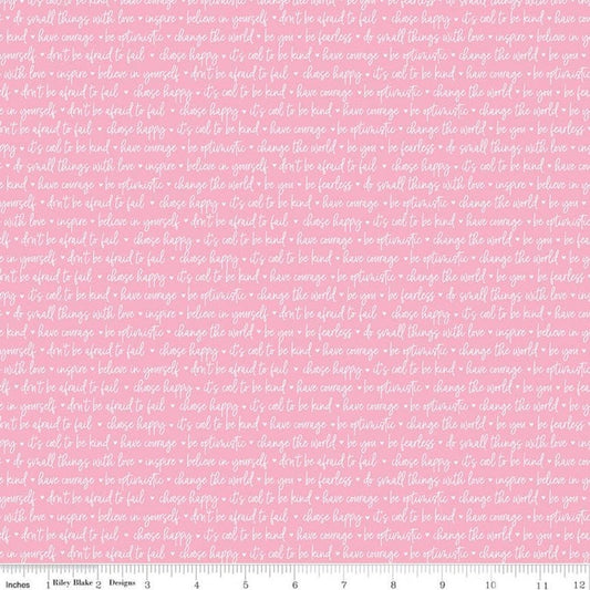 Inspirational Text Pink - Winifred Rose - Riley Blake Cotton Fabric ✂️ £8 pm *SALE*