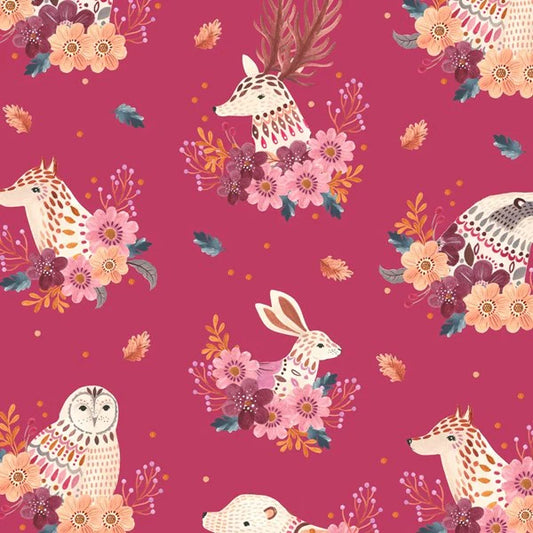 Woodland Animals Pink - Maple Woods - Dashwood Studio Cotton Fabric ✂️ £9 pm *SALE*